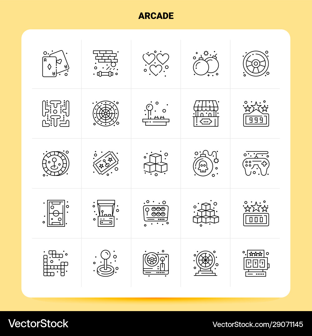 Outline 25 arcade icon set line style design Outline 25 arcade icon set line style design Vector Image