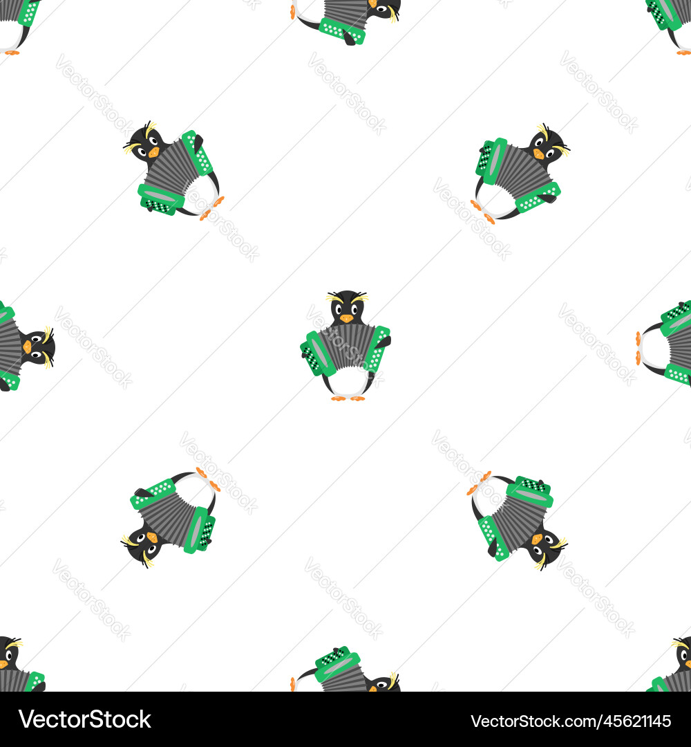 Penguin with harmonica pattern seamless Penguin with harmonica pattern seamless vector image