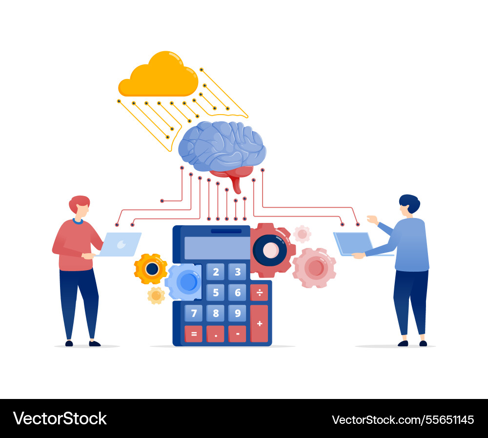 People accessing mathematical and accounting data People accessing mathematical and accounting data vector image