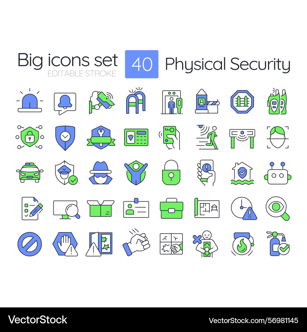 Physical security line color icons set Physical security line color icons set vector image