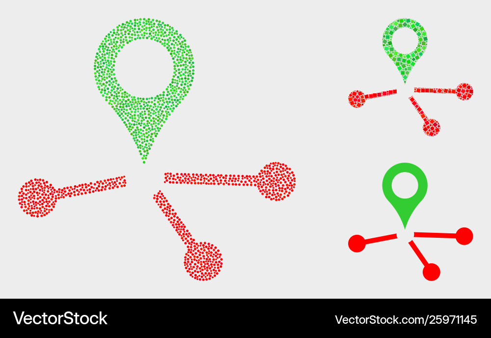 Pixelated map pointer links icons Pixelated map pointer links icons vector image