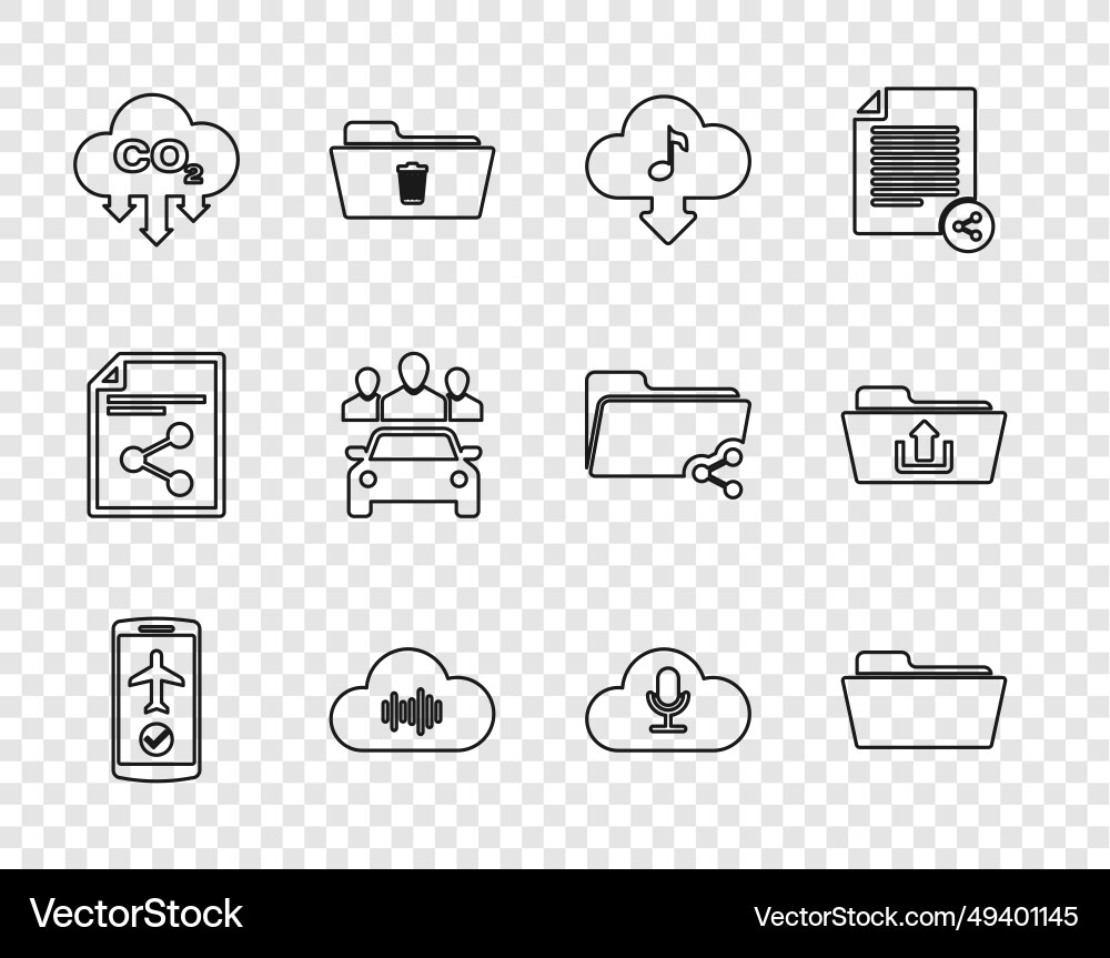 Set line flight mode in the mobile folder cloud Set line flight mode in the mobile folder cloud vector image