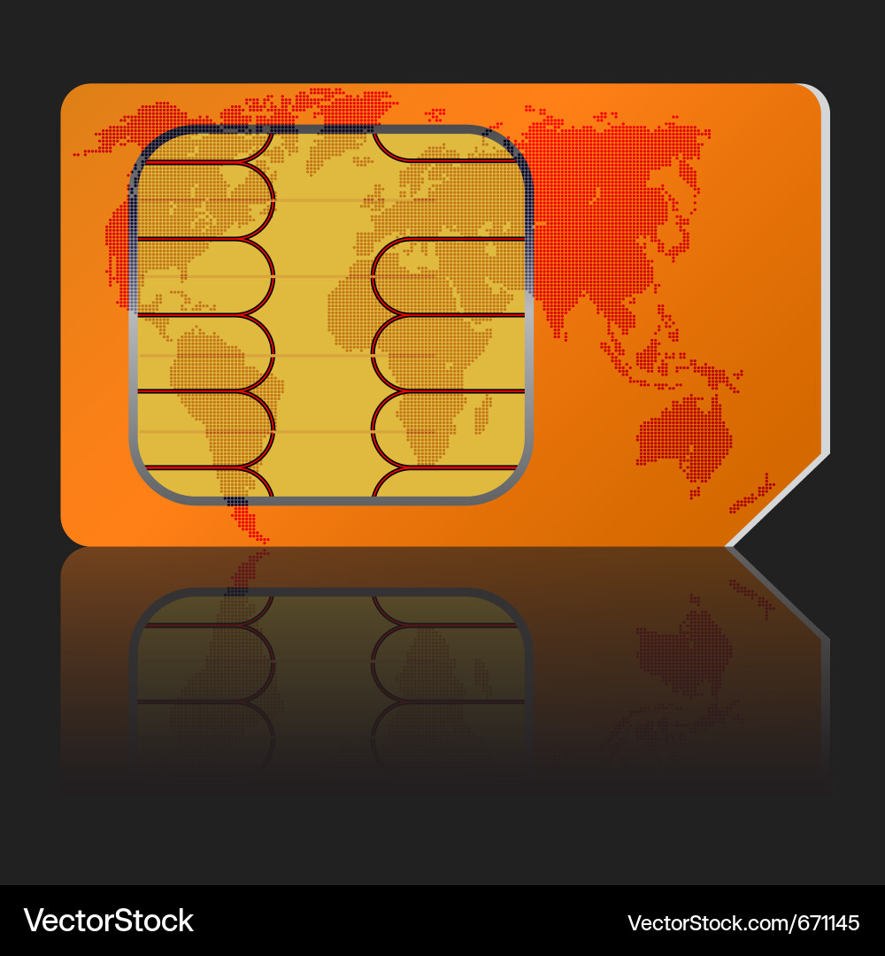 Sim card with a map of the world Vector Image