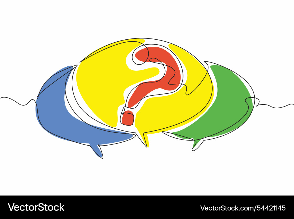 Single line drawing of callouts with question Single line drawing of callouts with question vector image