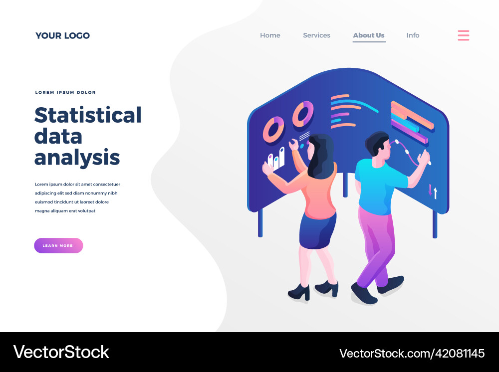 Statistical data analysis isometric landing page Statistical data analysis isometric landing page vector image