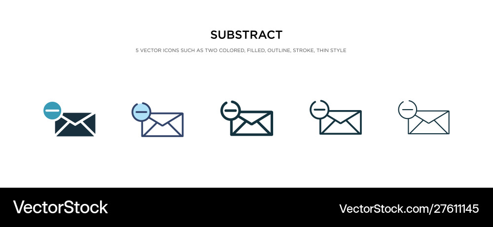 Subtract icon in different style two colored Subtract icon in different style two colored Vector Image