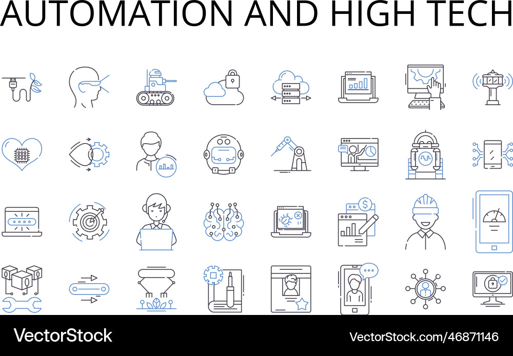 Automation and high tech line icons collection Automation and high tech line icons collection vector image