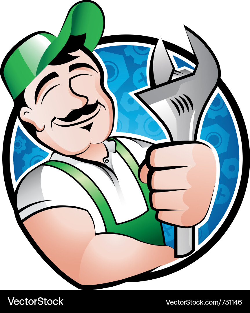 Cartoon Mechanic with Wrench vector image