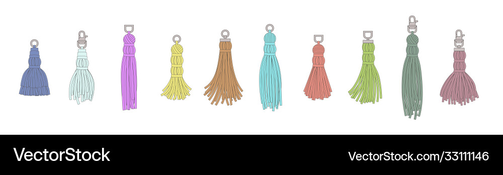 Colorful Tassel Set - Hand Drawn Vector Image