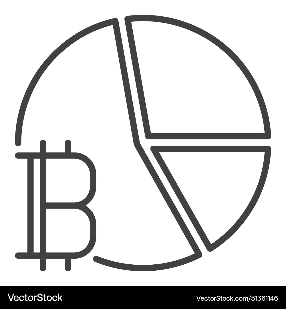 Crypto pie chart with bitcoin sign linear icon Crypto pie chart with bitcoin sign linear icon Vector Image