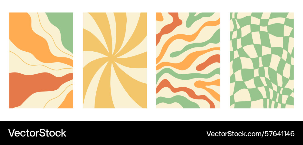 Distorted wavy retro patterns background set Distorted wavy retro patterns background set vector image