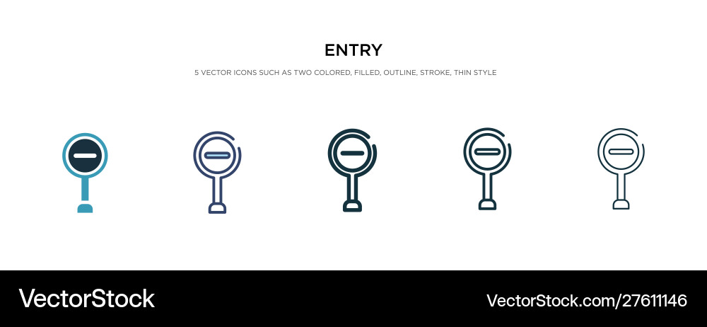 Entry icon in different style two colored Entry icon in different style two colored vector image