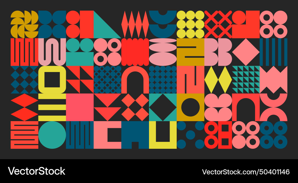Geometric texture with simple shapes symbols vector image