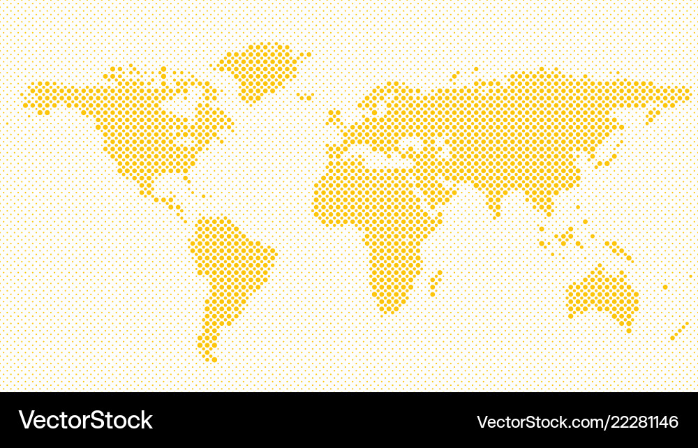 Halftone circle pattern world map background Halftone circle pattern world map background vector image