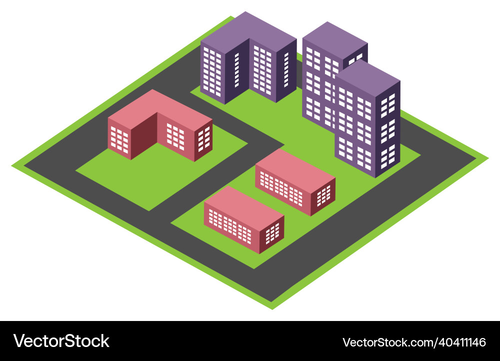 Isometric urban architecture block building vector image