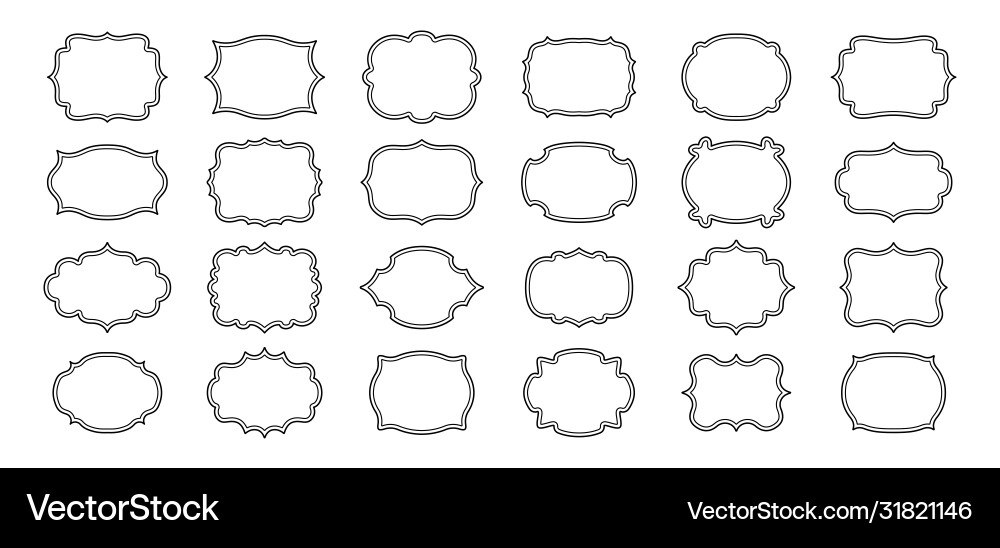Label frames line set sticker tag outline shape Label frames line set sticker tag outline shape vector image