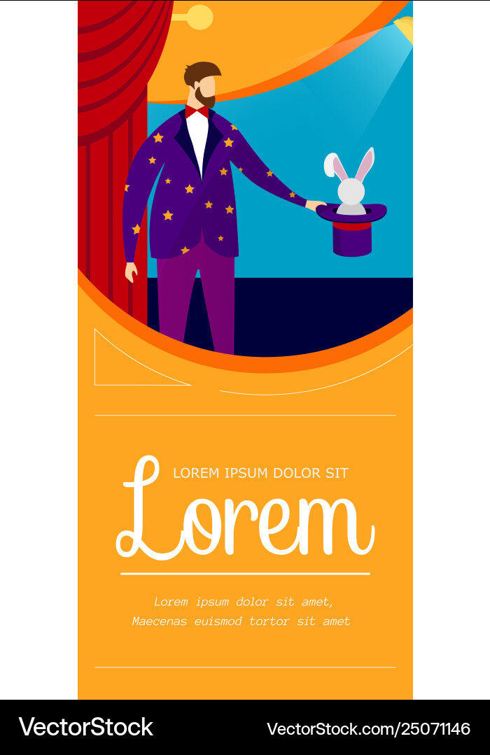 Man conjurer showing trick with rabbit in hat Man conjurer showing trick with rabbit in hat Vector Image