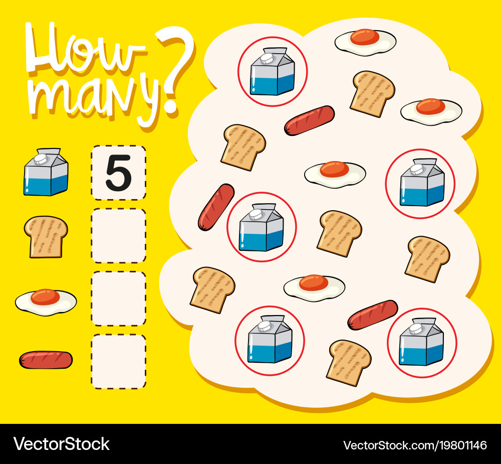 Math Worksheet: Counting Objects vector image