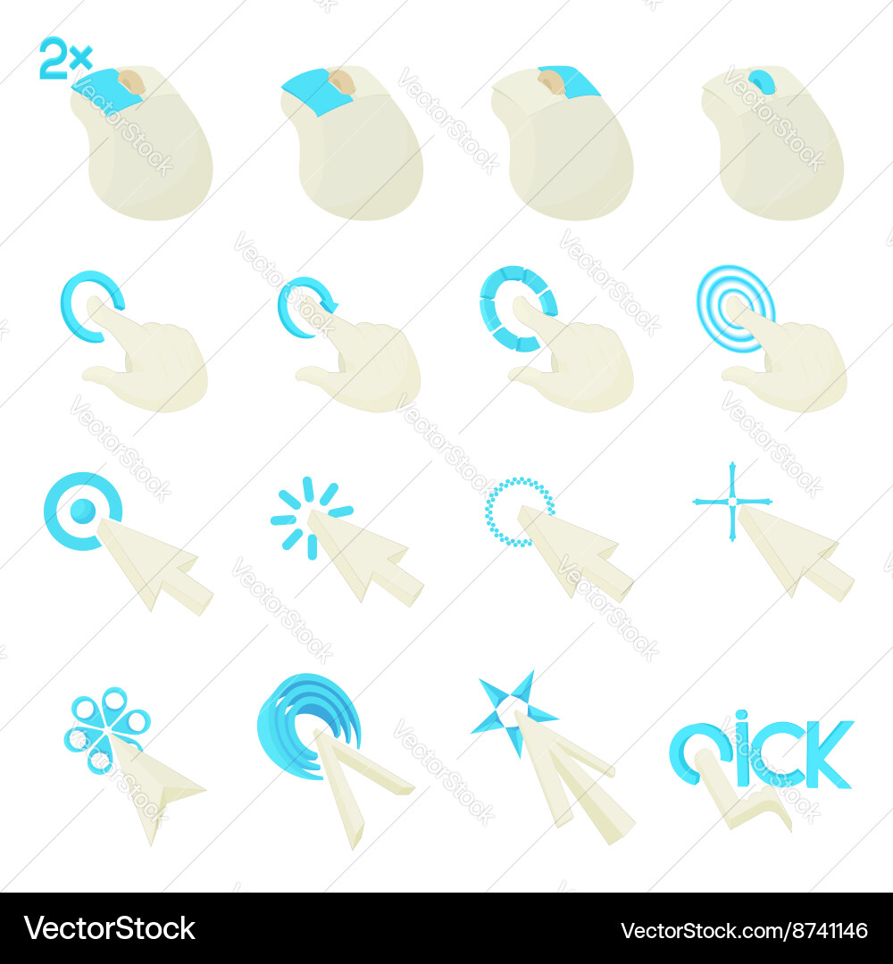 Mouse pointer icons set cartoon style vector image