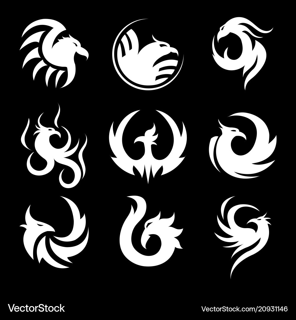 Phoenix swirly silhouettes small tattoo samples Phoenix swirly silhouettes small tattoo samples vector image