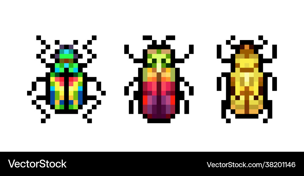 Pixel insect image for 8 bit game assets Pixel insect image for 8 bit game assets vector image