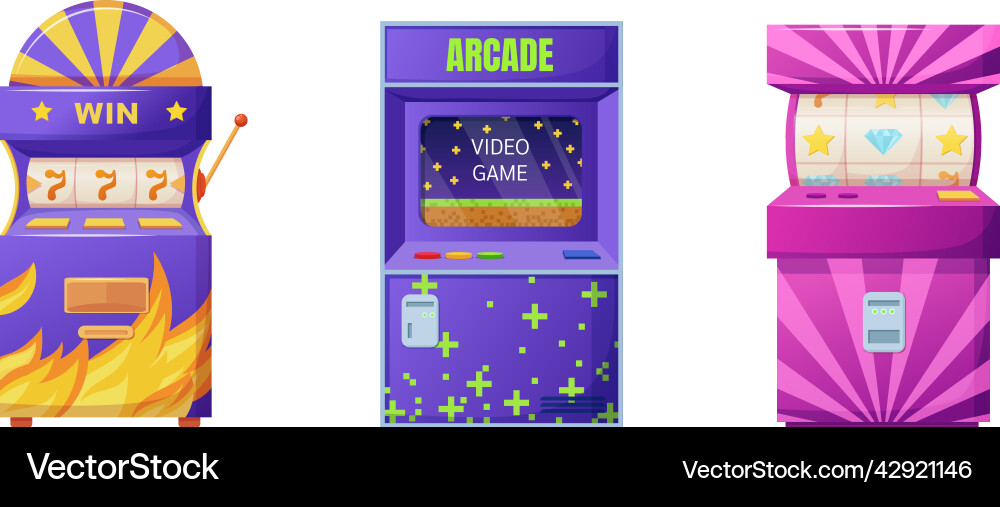 Retro arcade slot game machines casino Retro arcade slot game machines casino vector image