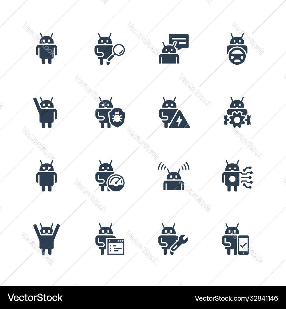 Robot or bot related icon set Robot or bot related icon set vector image