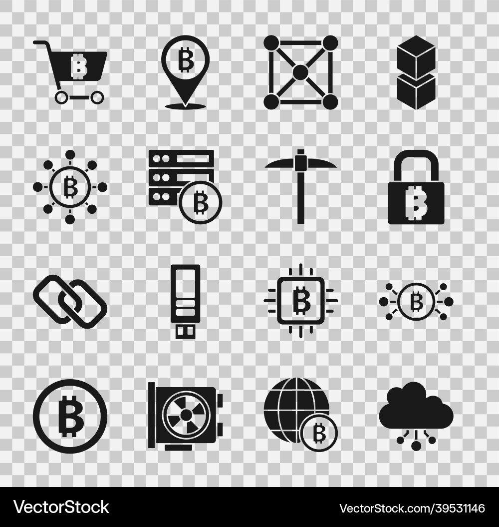 Set cryptocurrency cloud mining bitcoin circuit Set cryptocurrency cloud mining bitcoin circuit vector image