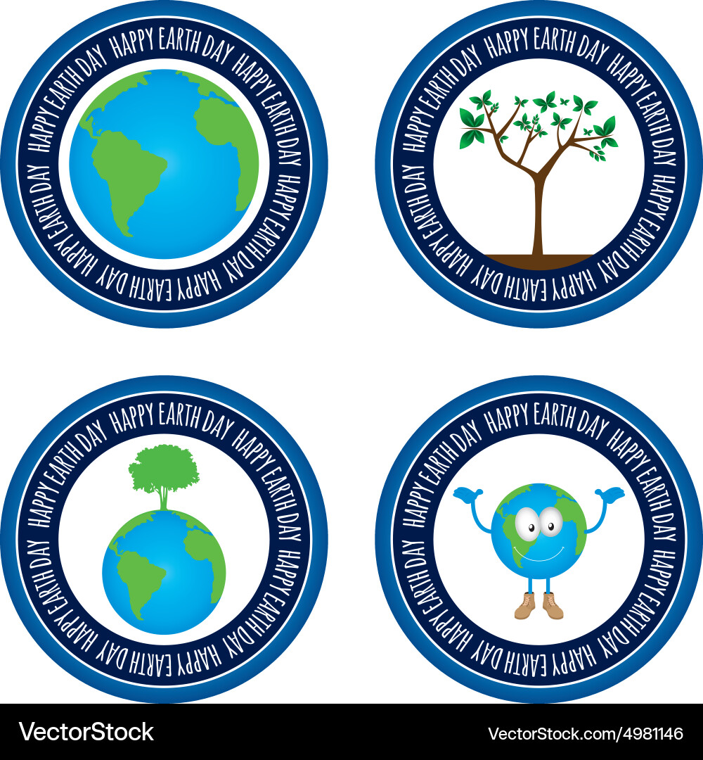 Set labels with text and elements for earth day vector image