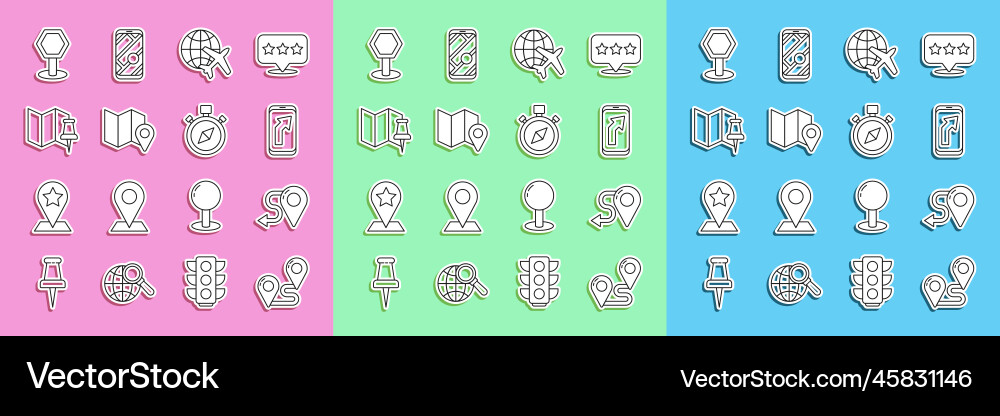 Set line route location city map navigation Vector Image