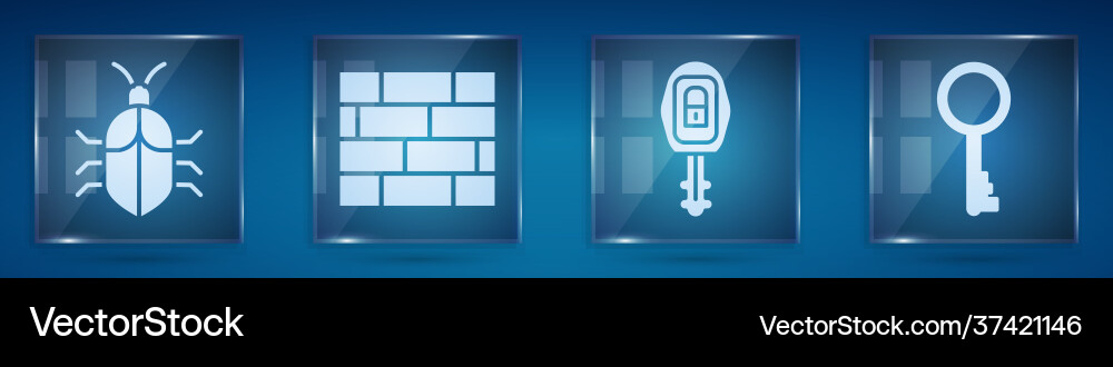 Set system bug concept bricks car key Set system bug concept bricks car key vector image