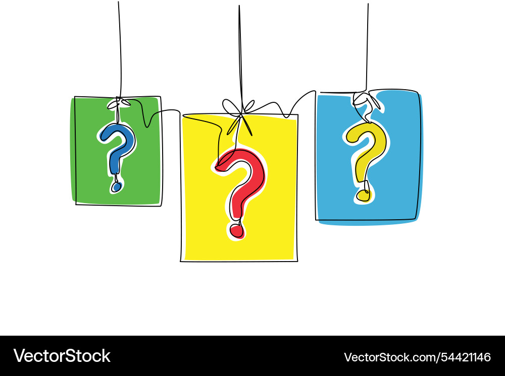 Single continuous line drawing of question mark Single continuous line drawing of question mark Vector Image