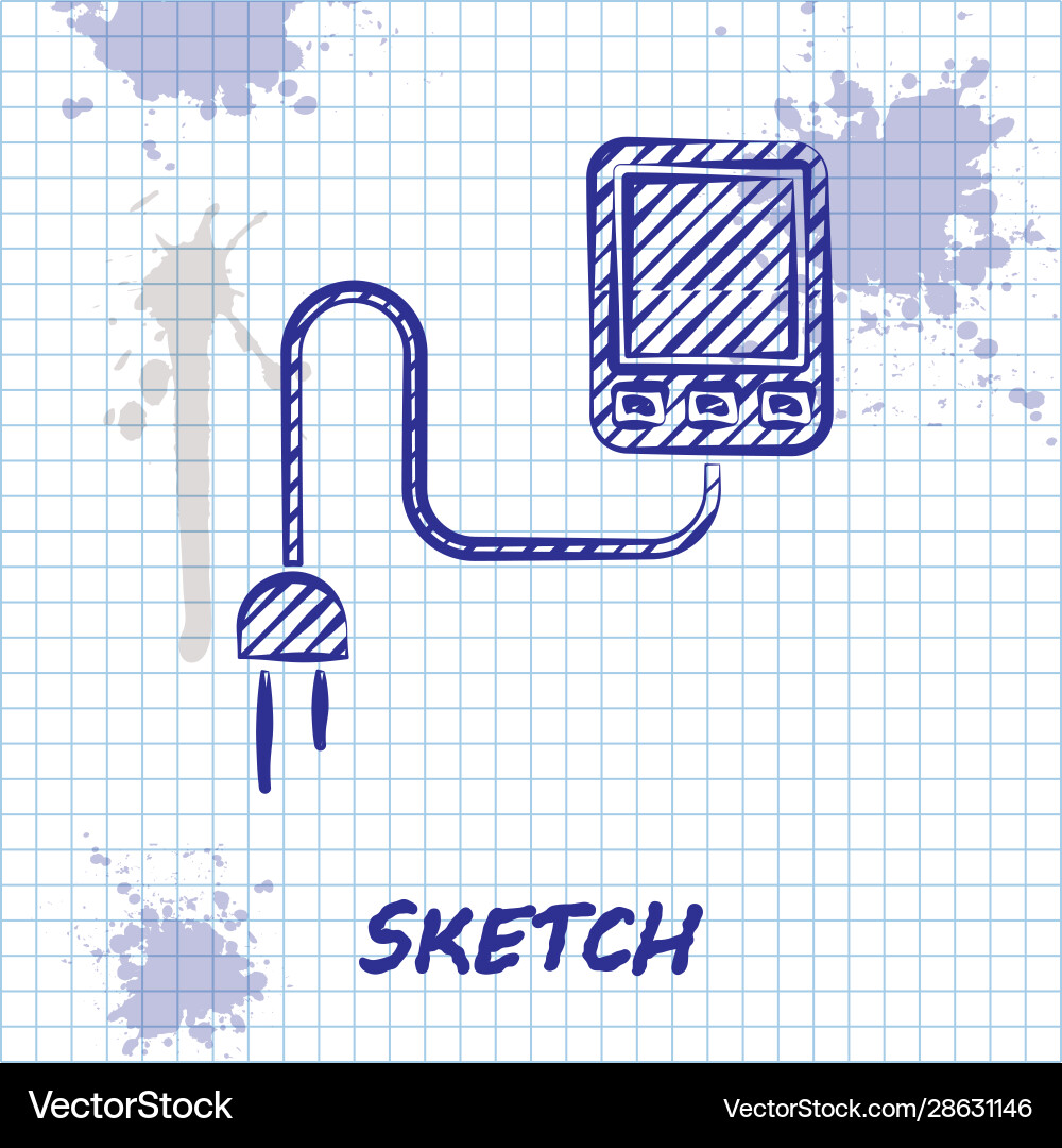 Sketch line sensor icon isolated on white Sketch line sensor icon isolated on white vector image