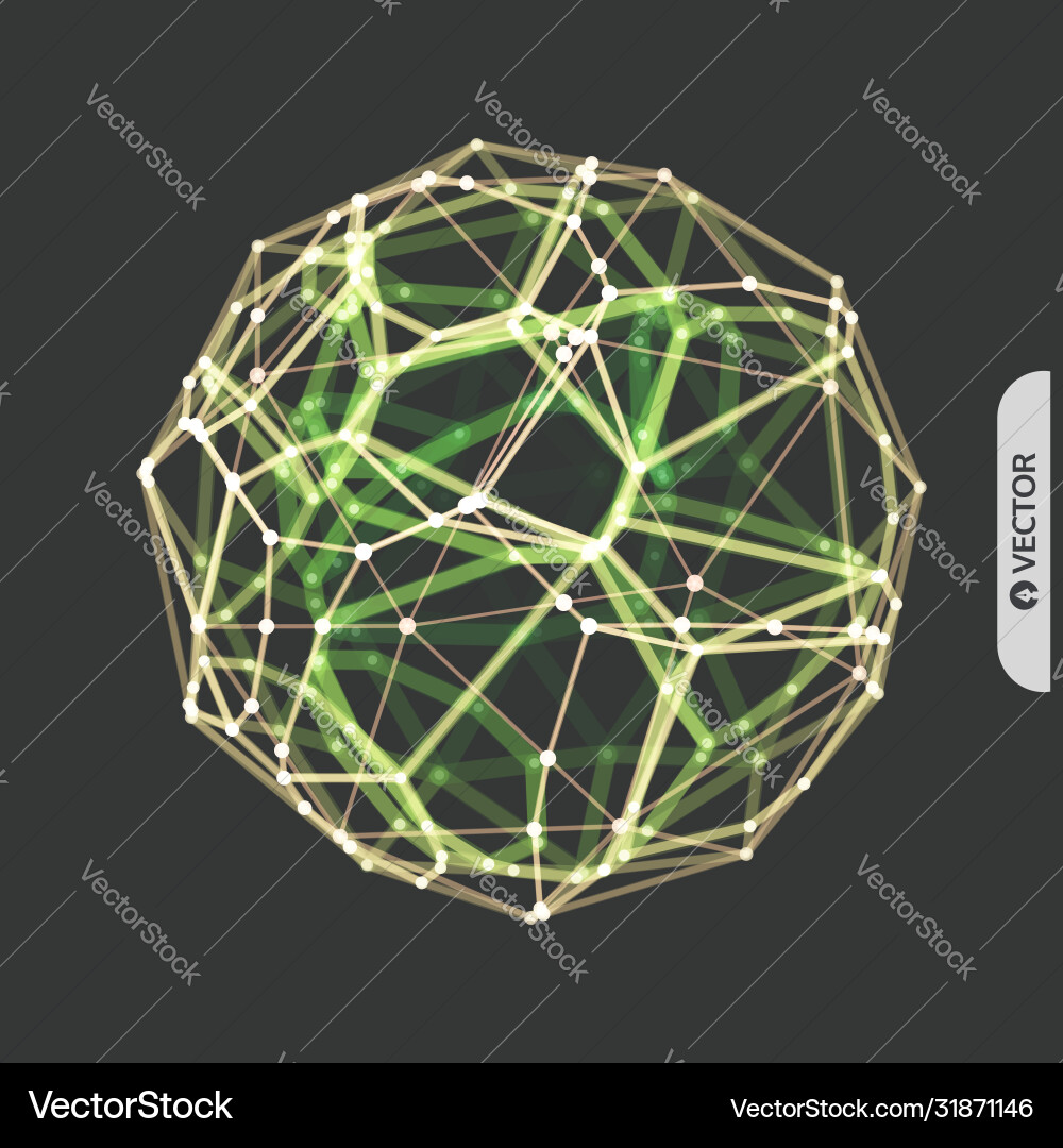 Sphere 3d Drahtrahmenobjekt mit angeschlossenen Leitungen Sphere 3d Drahtrahmenobjekt mit angeschlossenen Leitungen vektorbild