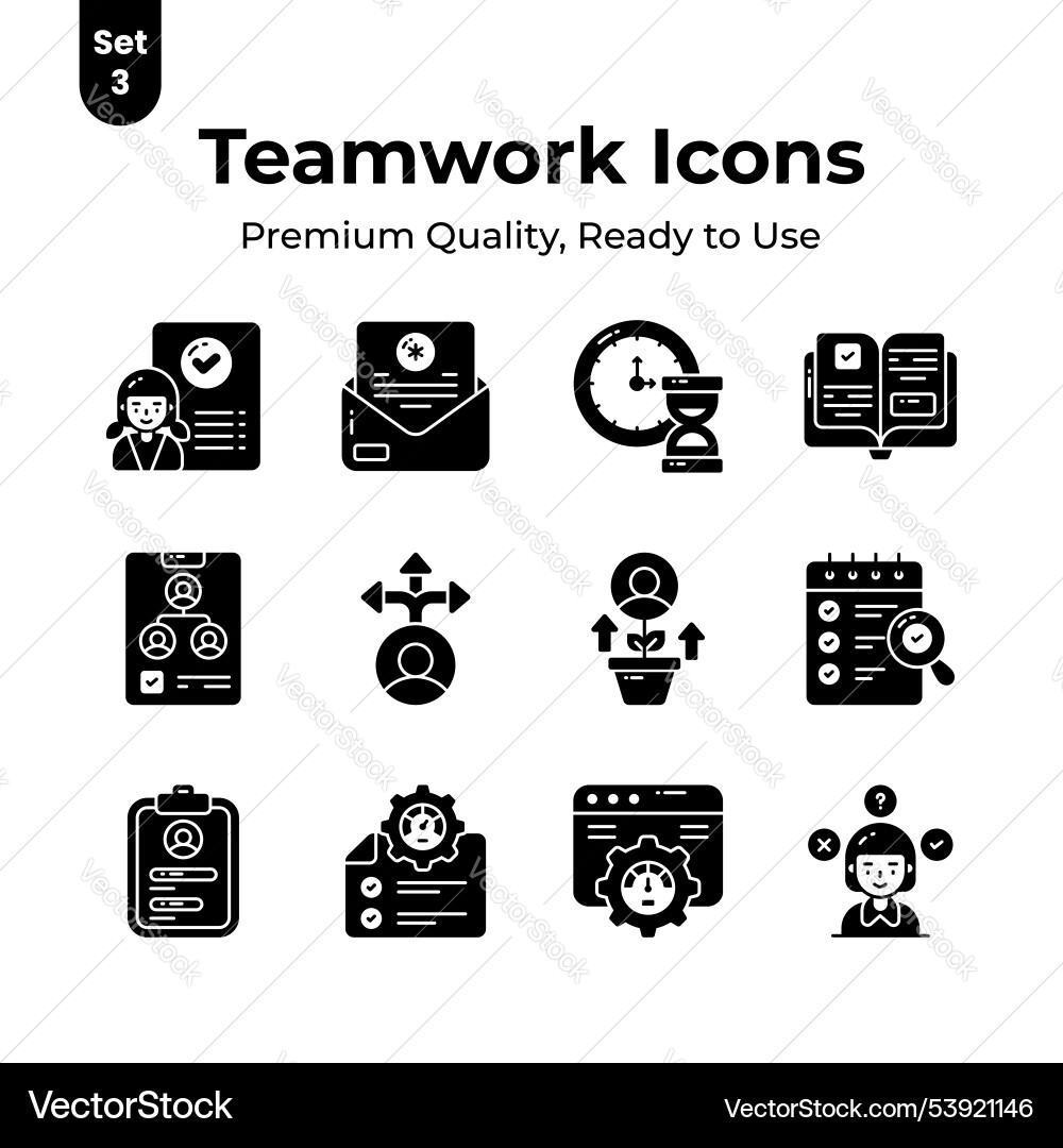 Teamwork icons set in customizable style ready Vector Image
