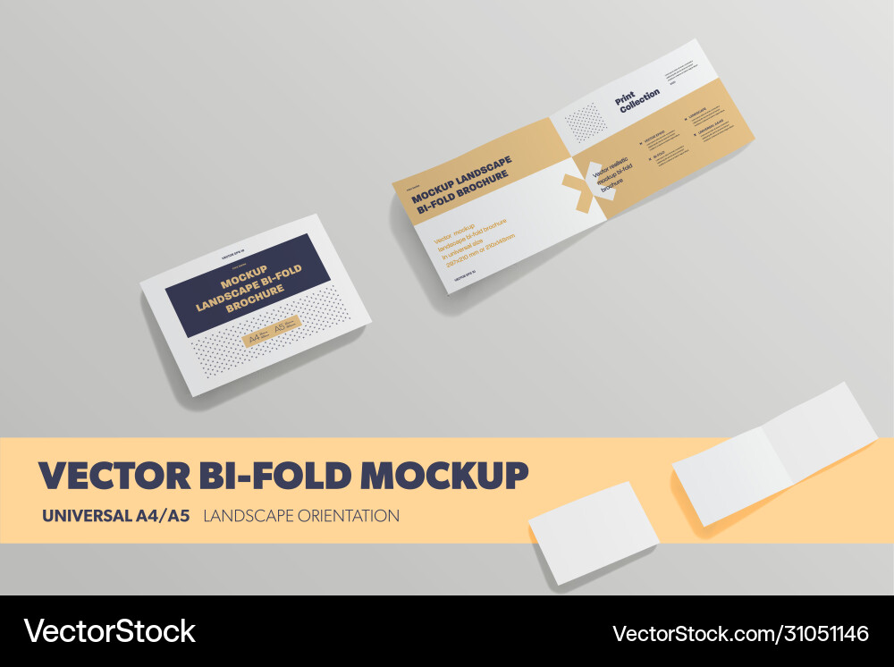Template open and closed bifold with realistic Template open and closed bifold with realistic vector image