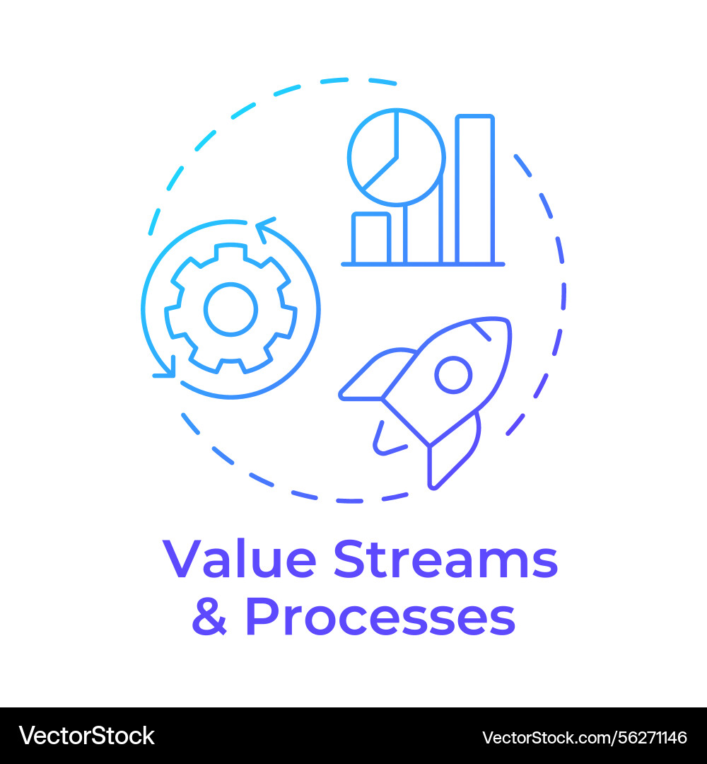 Value streams and processes blue gradient concept Value streams and processes blue gradient concept vector image