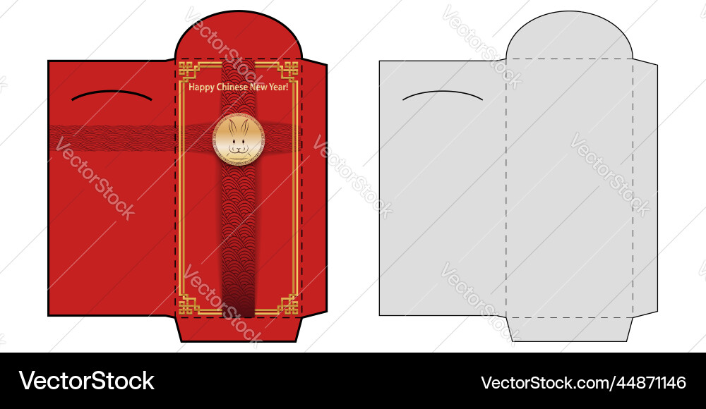 Vertical red envelope and empty shablon template Vertical red envelope and empty shablon template Vector Image