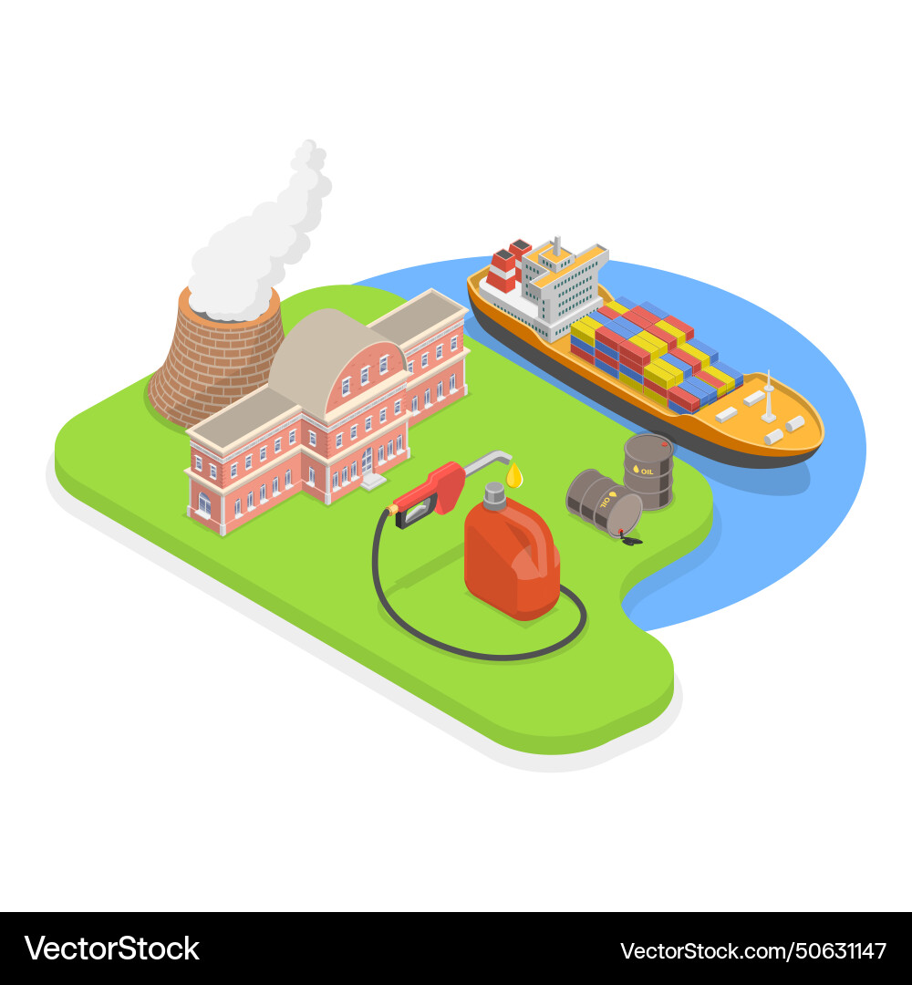 3d isometric flat of oil vector image