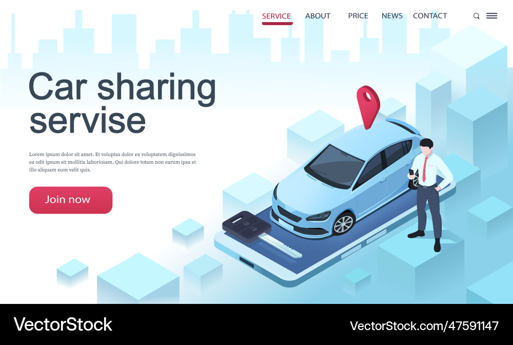 Auto-Sharing-Service-Konzept Auto-Schlüssel auf Handy Auto-Sharing-Service-Konzept Auto-Schlüssel auf Handy vektorbild