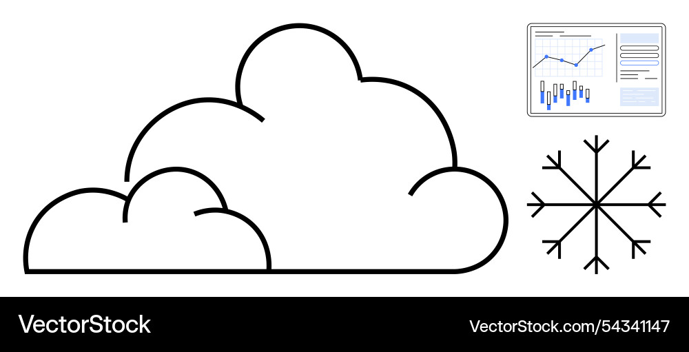 Cloud with snowflake and analytics chart Cloud with snowflake and analytics chart vector image