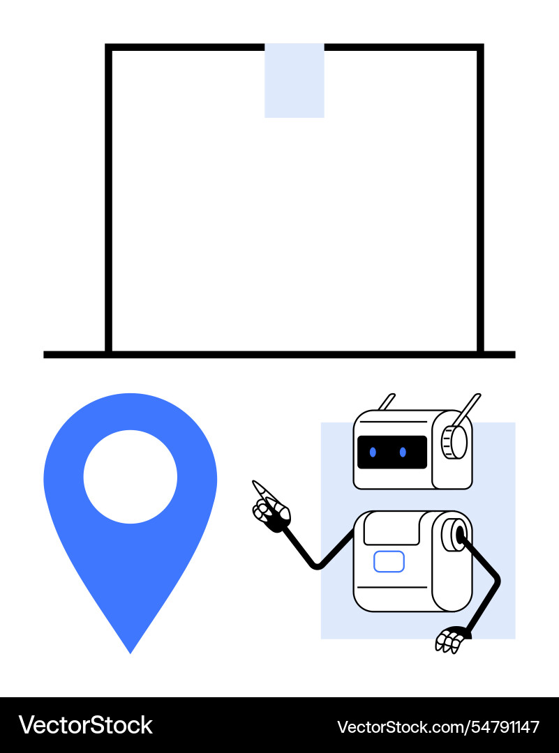 Cute robot unveiling digital map concept Cute robot unveiling digital map concept vector image