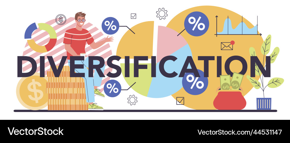Diversification typographic header risk Diversification typographic header risk Vector Image
