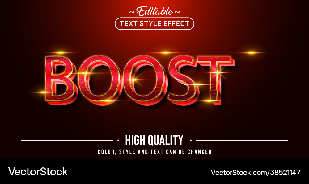 Editable text style effect - boost Editable text style effect - boost vector image