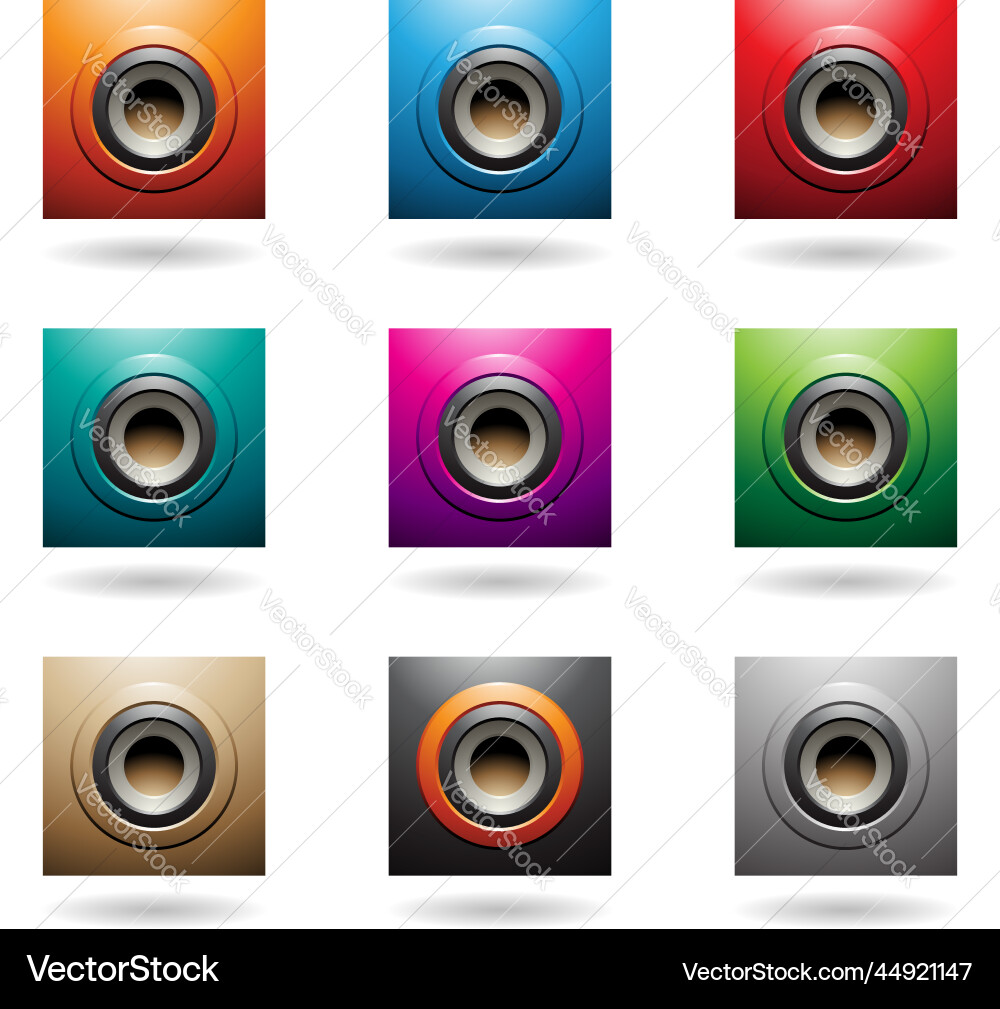 Embossed round and square loudspeaker icons Vector Image