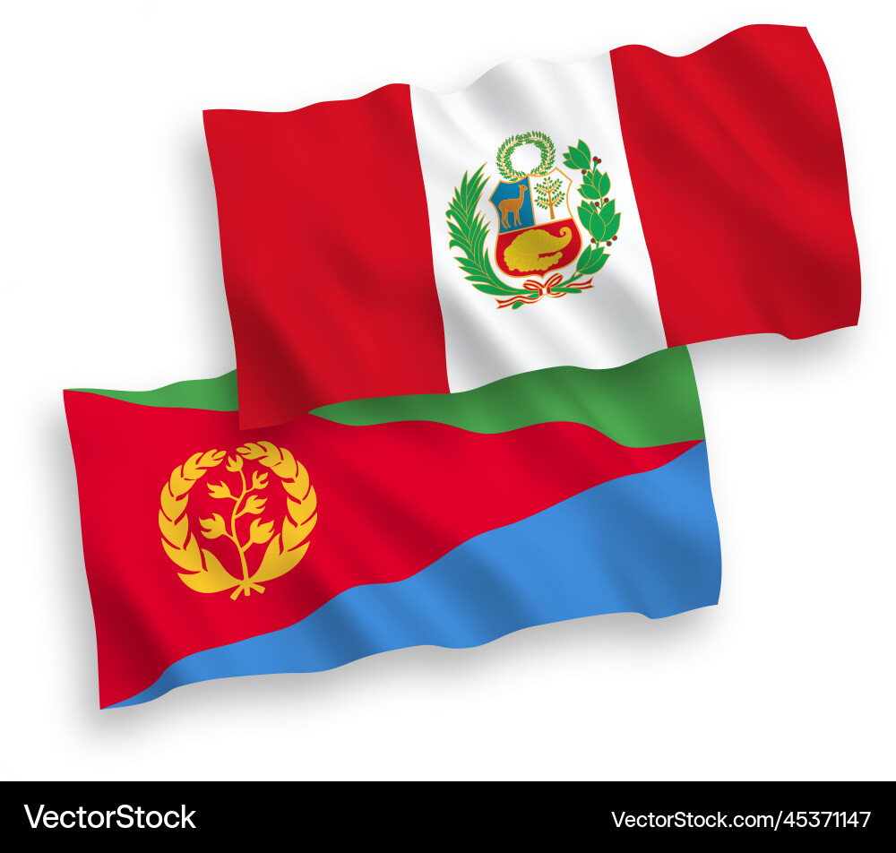 Flags of eritrea and peru on a white background vector image