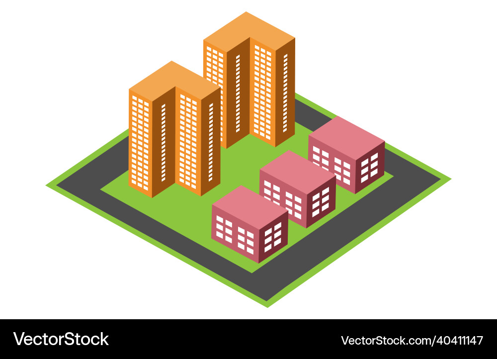 Isometric urban architecture block building Isometric urban architecture block building vector image