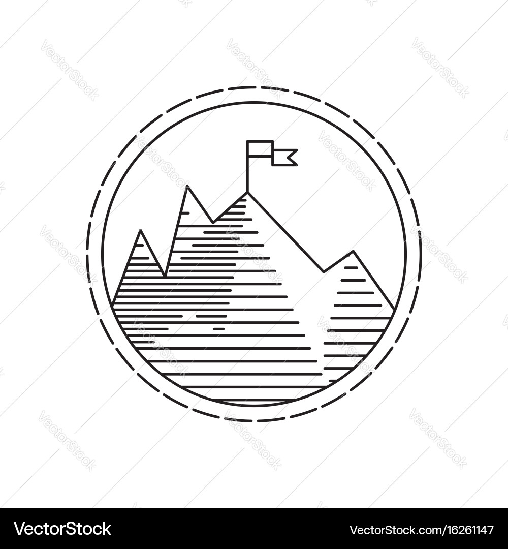 Linear mountains with flag on peak Vector Image