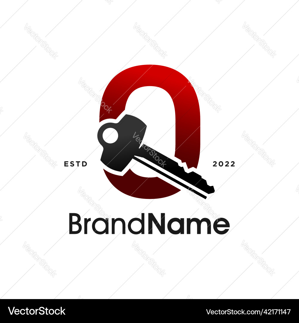 Modern initial q key Modern initial q key Vector Image