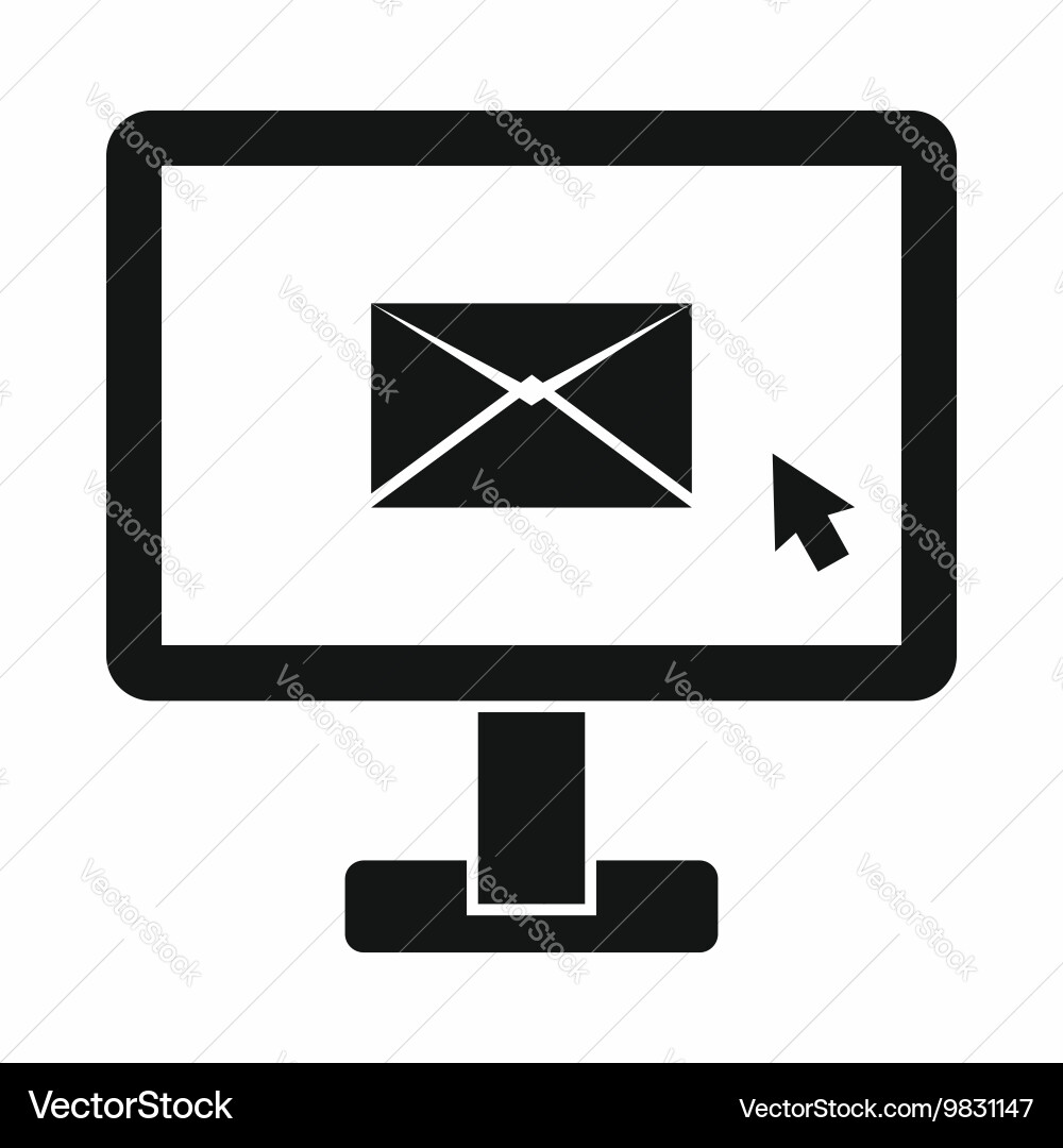 Monitor with email sign icon simple style vector image